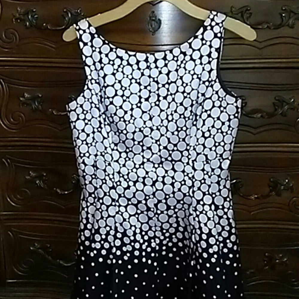 Classic A Line Pin Up Polka Dot Black White Dress